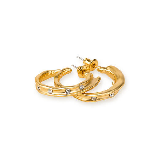 Zirconia Gold Hoops — Pavé Crystal Huggies in 18K Gold