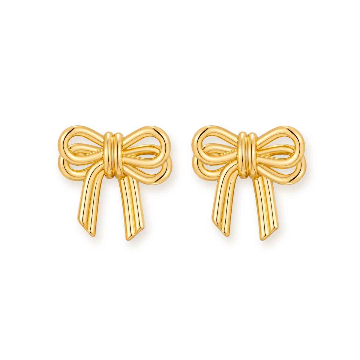 Double Bow Studs — Open Knot Earrings in Gold