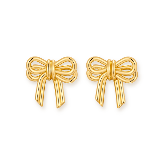 Double Bow Studs — Open Knot Earrings in Gold