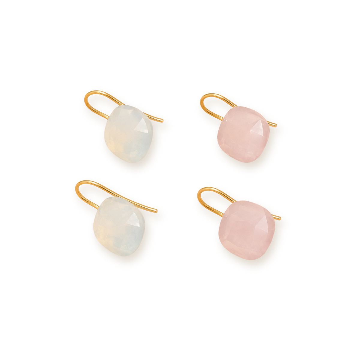 Floating Jewel Earrings — Faceted Crystal Drops on Gold Hooks
