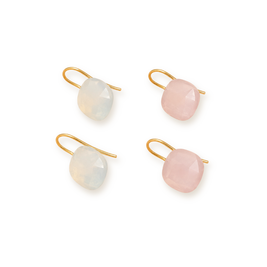 Floating Jewel Earrings — Faceted Crystal Drops on Gold Hooks