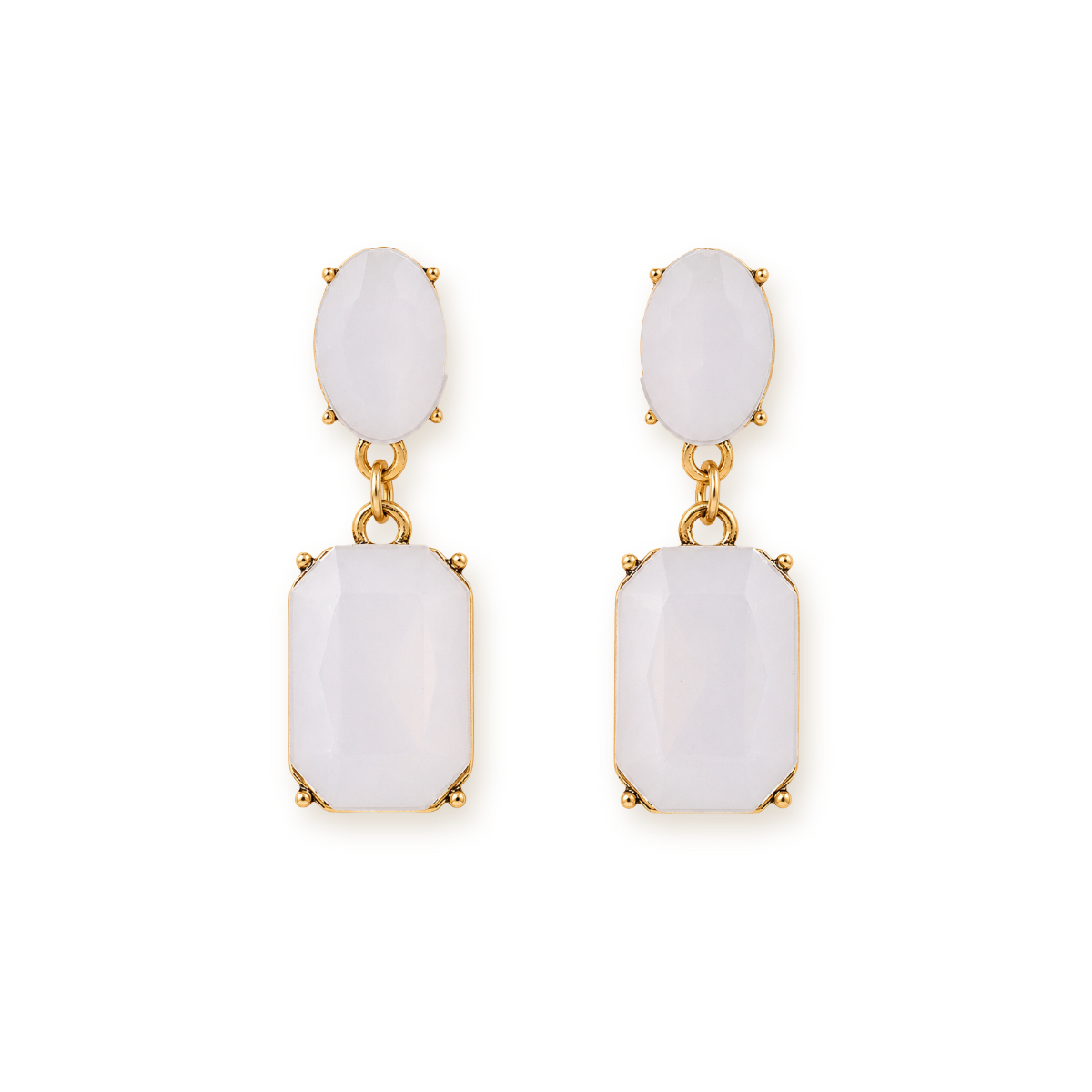 Bohemian Drop Earrings — Faceted Crystal in Antique Gold