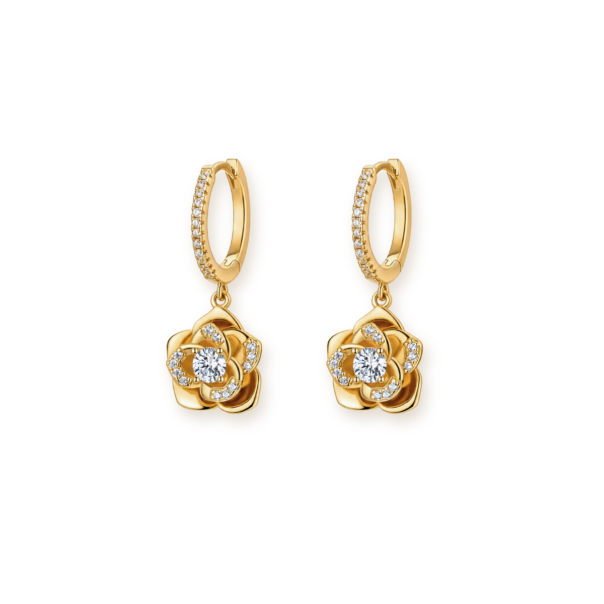 Rose Flower Studs — Dainty Rose Gold Petal Earrings