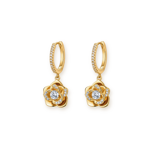 Rose Flower Studs — Dainty Rose Gold Petal Earrings