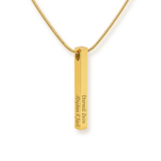 The Whole Story — Four-Sided Engraved Bar Necklace
