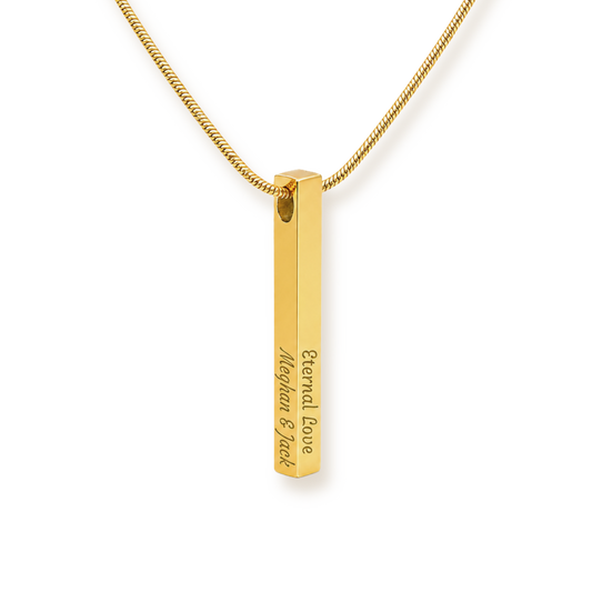 The Whole Story — Four-Sided Engraved Bar Necklace
