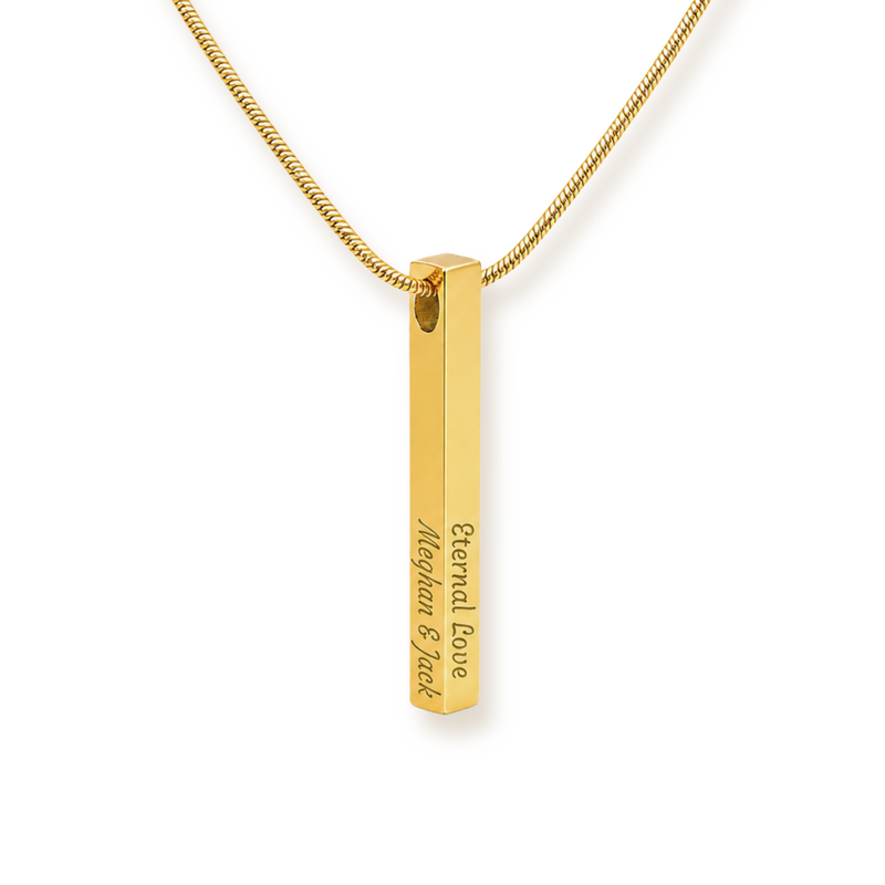 The Whole Story — Four-Sided Engraved Bar Necklace