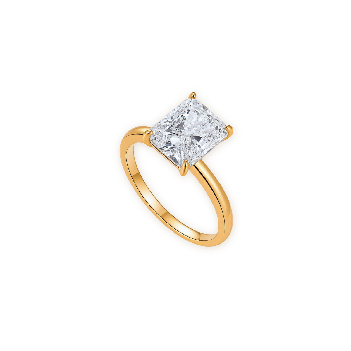 Rectangle Solitaire Ring — 14K Gold Plated Cubic Zirconia
