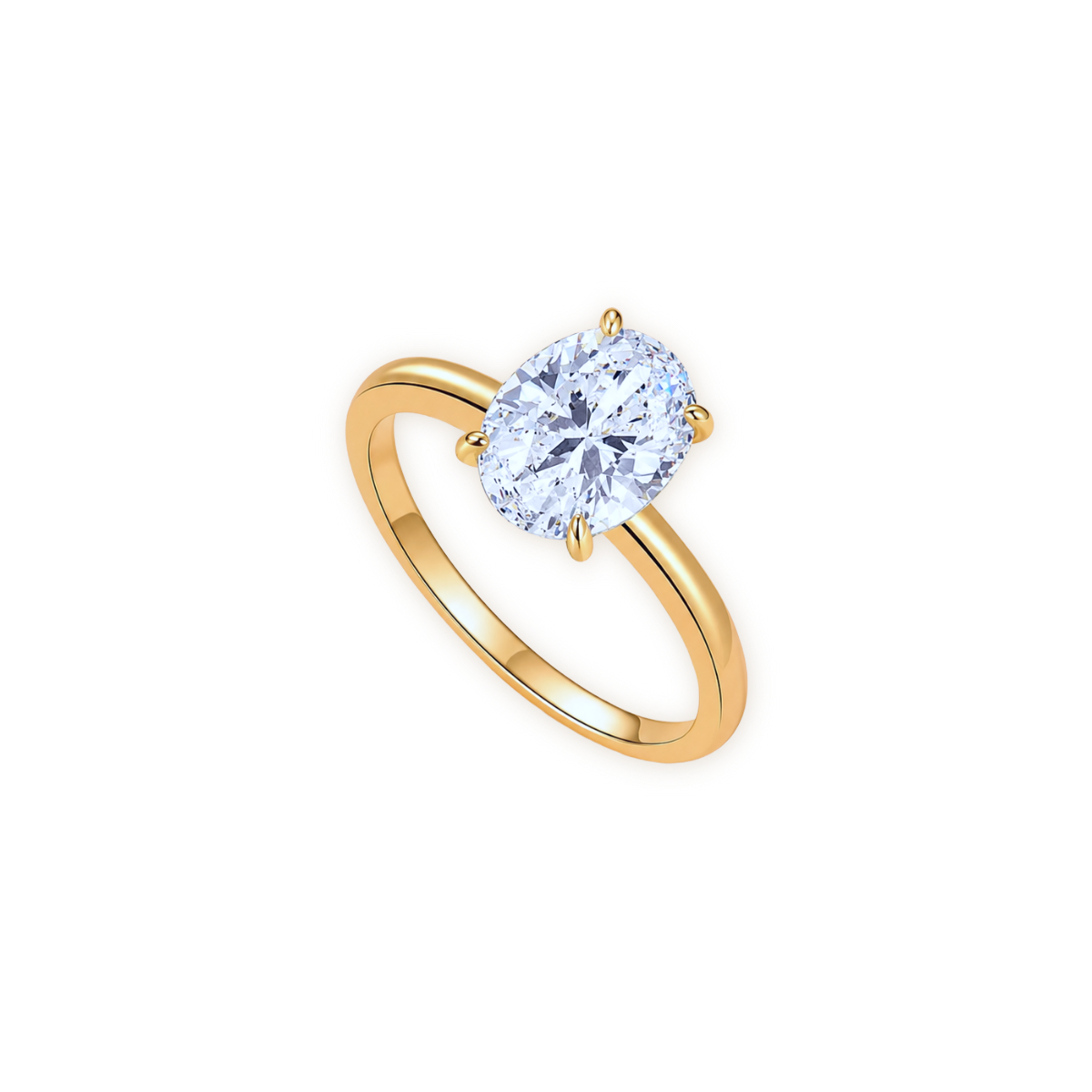 Oval Solitaire Ring — 14K Gold Plated Cubic Zirconia