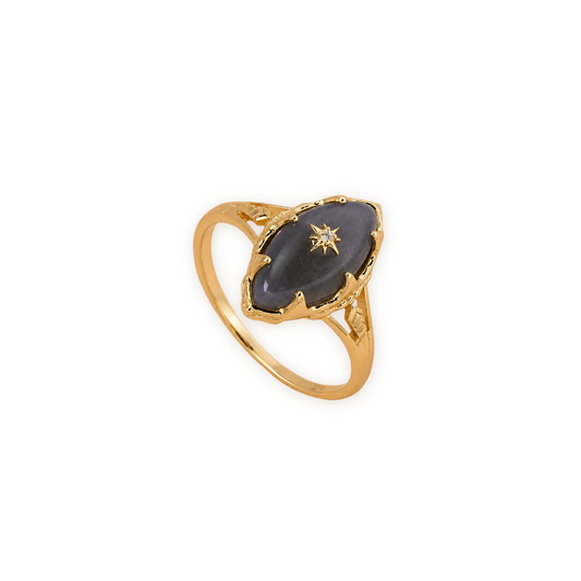 Labradorite Ring — Sterling Silver with 14K Gold Plating