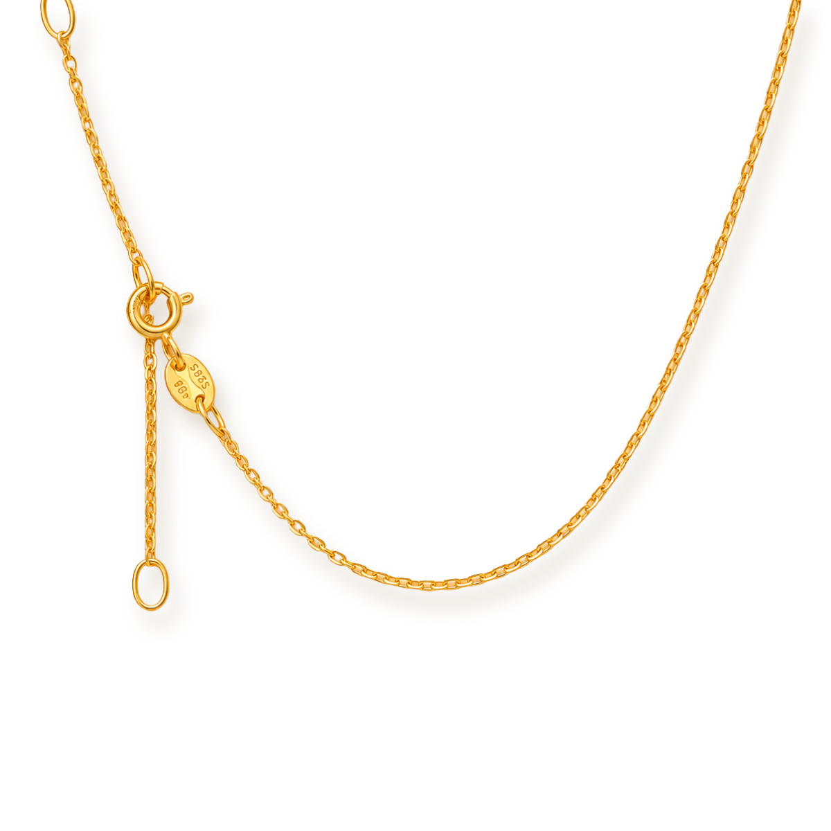 Adjustable Thin Chain Necklace — 1.1mm Sterling Silver in Gold
