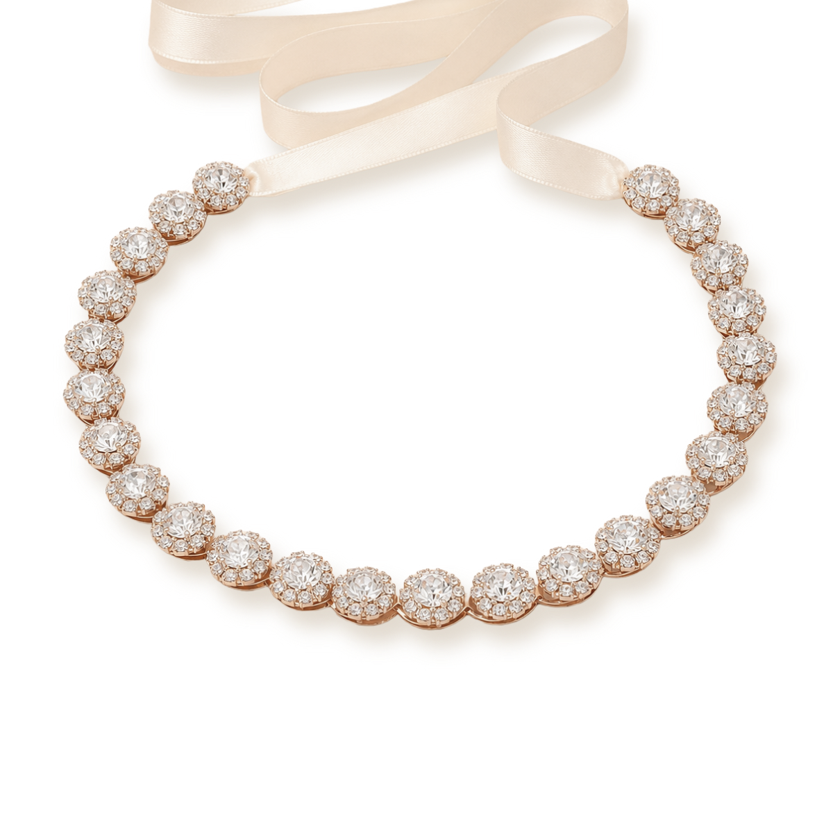 Crystal Bridal Headband — Rose Gold with Rhinestones