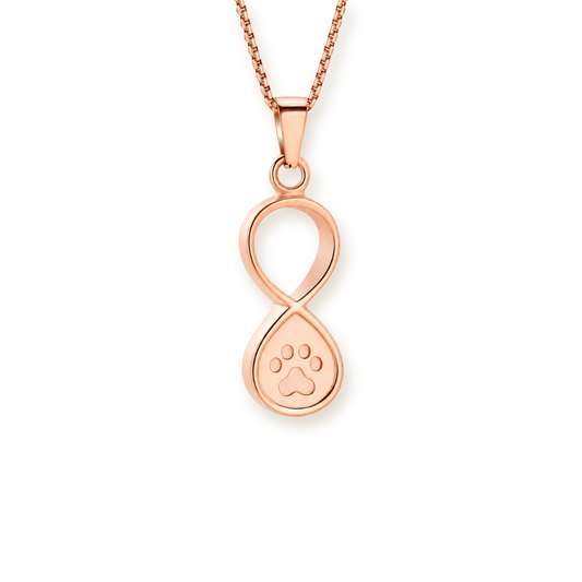 Infinity Paw Urn Pendant — Rose Gold Keepsake for Ashes