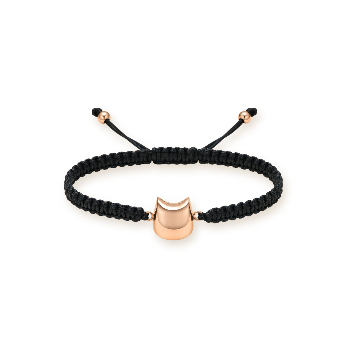 Cat Charm Urn Bracelet — Braided Cord in Rose Gold