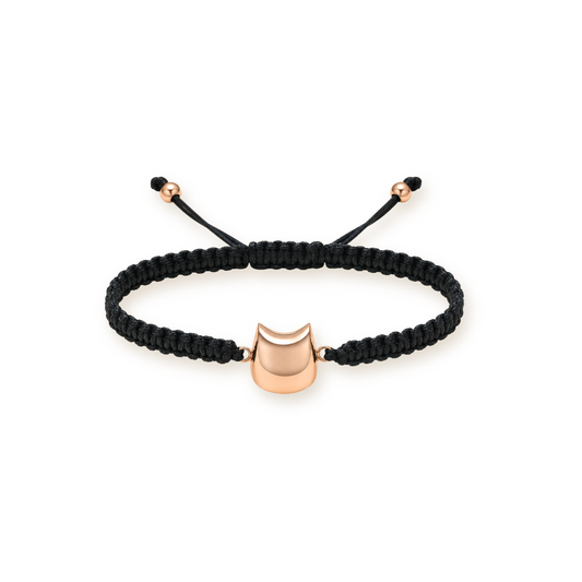 Cat Charm Urn Bracelet — Braided Cord in Rose Gold