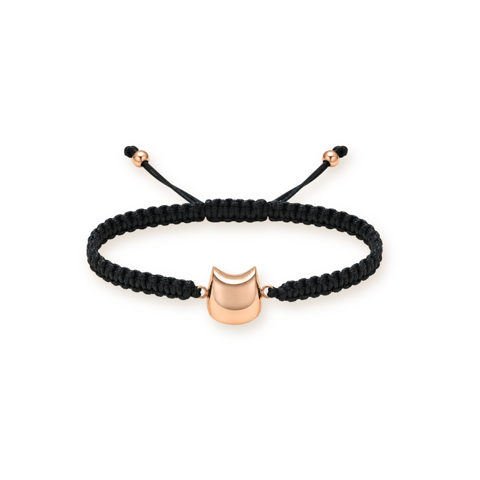 Cat Charm Urn Bracelet — Braided Cord in Rose Gold