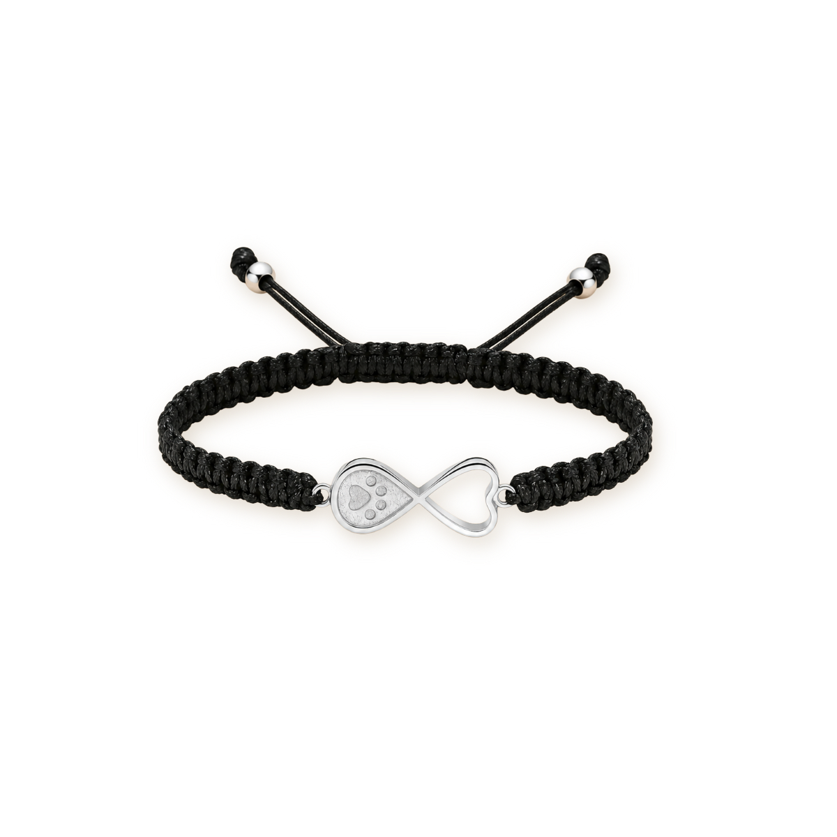 Infinity Heart Urn Bracelet — Braided Cord in Silver