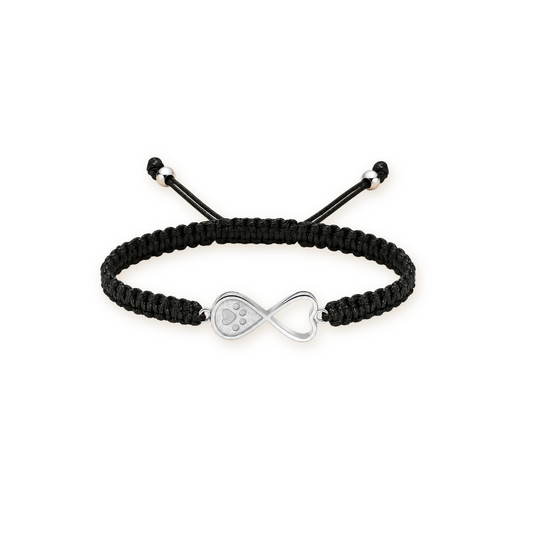 Infinity Heart Urn Bracelet — Braided Cord in Silver