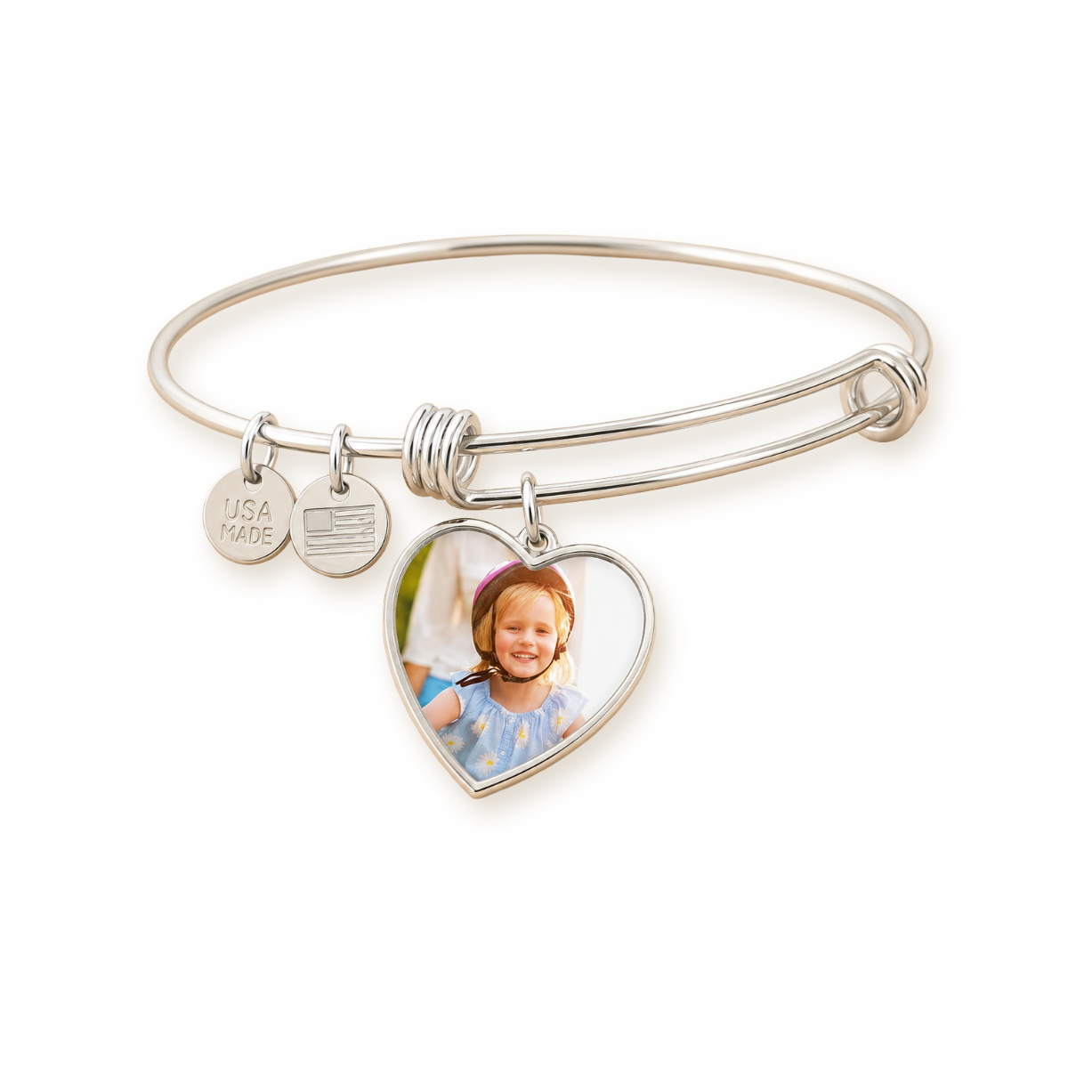 Photo heart bangle in stainless steel