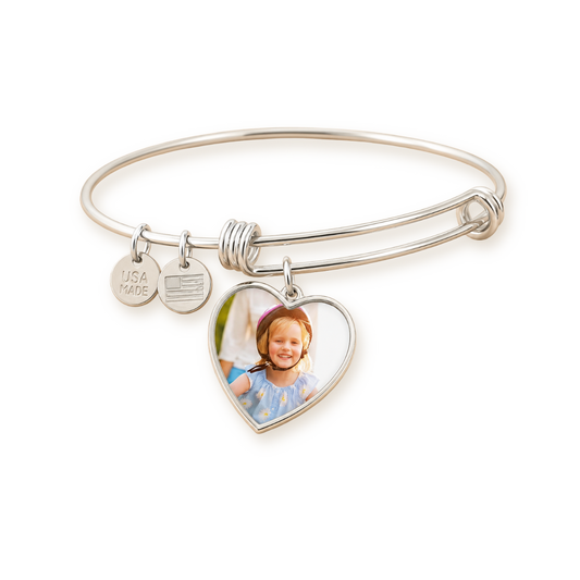 Photo heart bangle in stainless steel