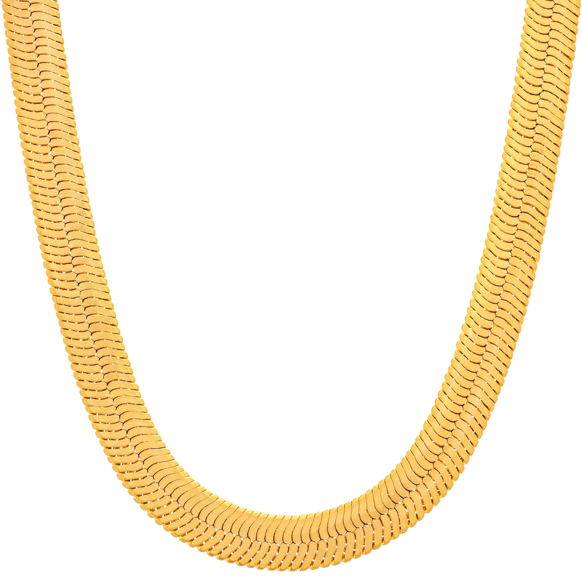 Herringbone Chain Necklace — 7mm Kink-Free in 24K Gold Plating